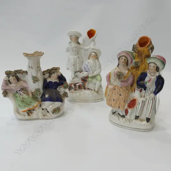 3 STAFFORDSHIRE FLAT BACKS SOME FAULTS H 190 MM