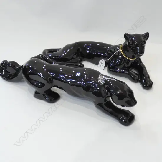 2 BLACK CERAMIC PANTHERS L. 480MM