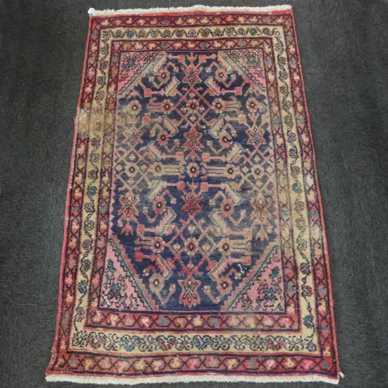 HAND KNOTTED IRAN HERATI RUG WORN PATCHES 1600 X 1020 MM