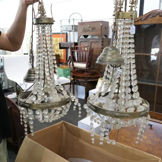 PAIR OF WATERFALL CHANDELIERS