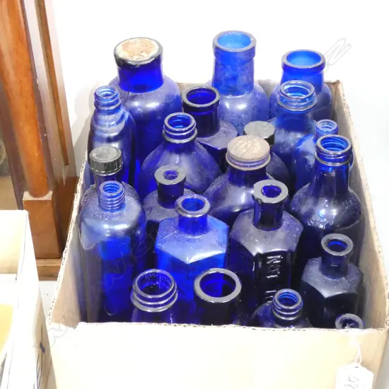 BOX COBALT BLUE BOTTLES