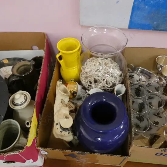 BOX LOT STAFFORDSHIRE FIGURE 'THE RIVAL' + ASST. VASES