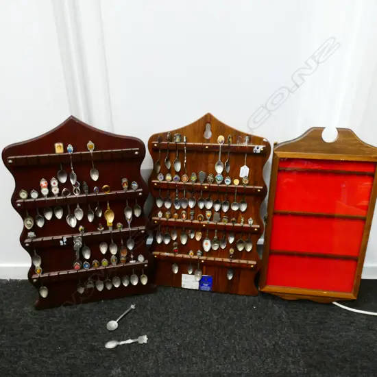 2 WOODEN TEASPOON DISPLAYS + SPOONS