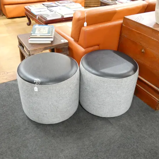 A PR OF HARROWS N.Z MADE POUFS D 500 MM H 450 MM