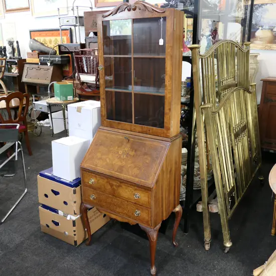 WALNUT BUREAU BOOKCASE H 1710 MM