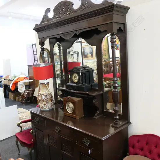 KAURI MIRROR BACKED SIDE BOARD C1900 DARK - REFINISHED