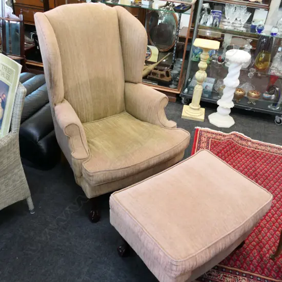 FRENCH STYLE ARMCHAIR + STOOL