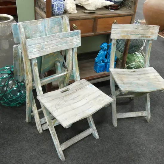 3 VINTAGE WOODEN OUTDOOR CHAIRS
