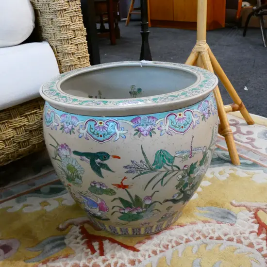 LARGE CHINESE JARDINERE 400MM DIA H. 360MM