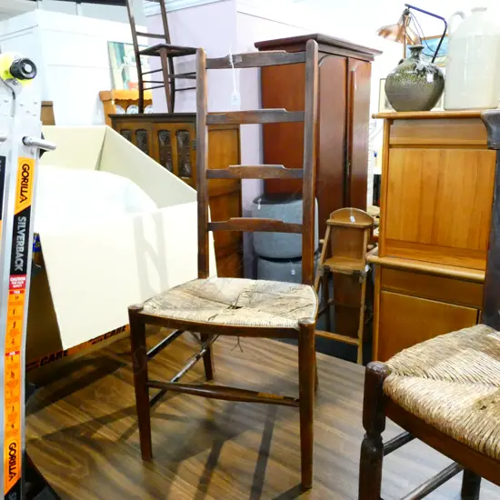 ANTIQUE LADDERBACK CHAIR WEBBING AF H. 960MM