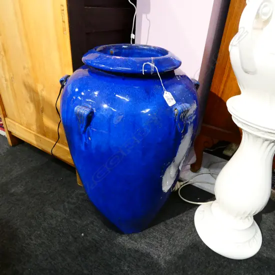 BLUE GLAZED GARDEN POT H 680 MM