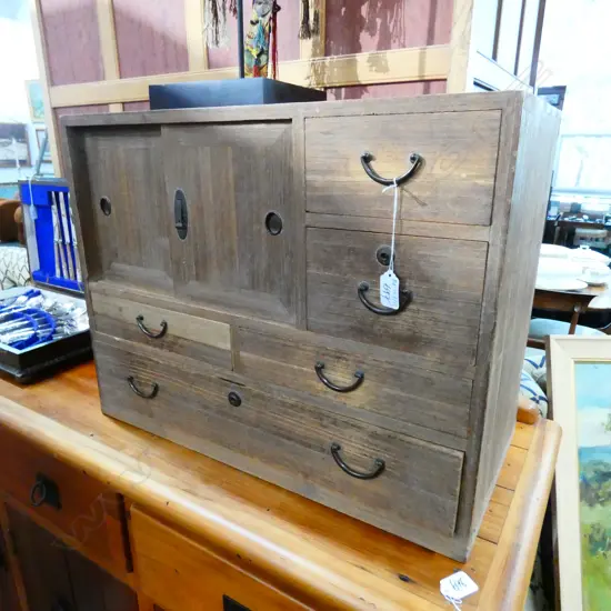 VINTAGE JAPANESE CHEST H. 455MM W. 590MM