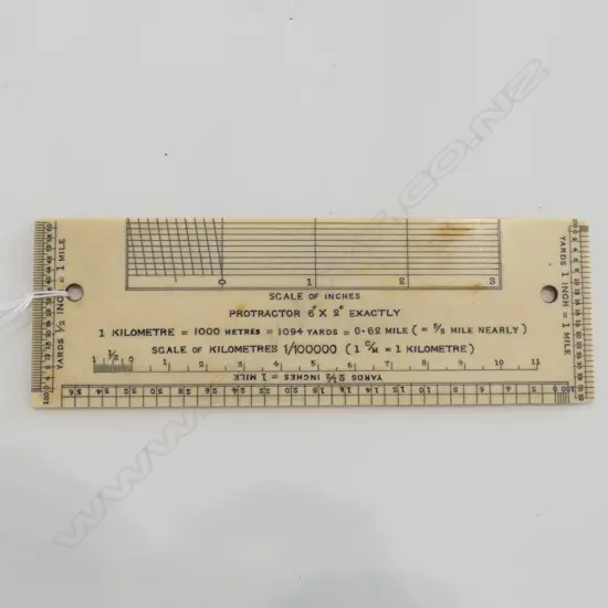 IVORY RECTANGULAR PROTRATOR SCALE OF MILES
