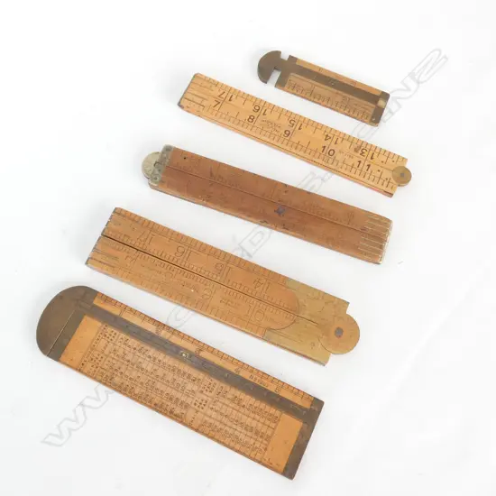 3 FOLDING RULERS + 2 CALIPER RULES