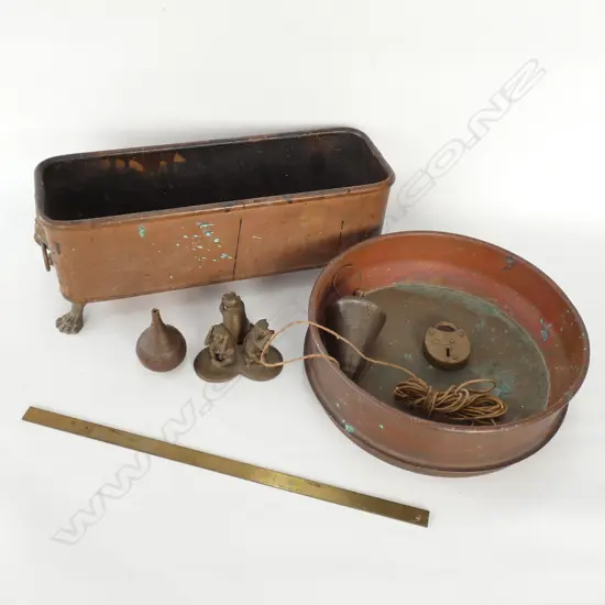 COPPER PLANTER BOX, SIEVE ETC