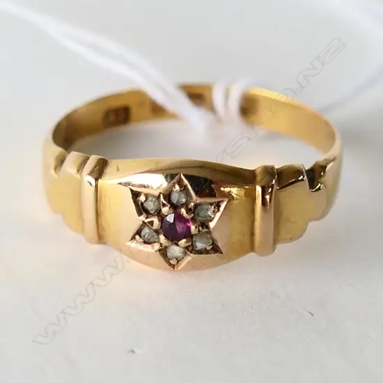 18CT GOLD RUBY & DIAMOND RING CHESTER 1897 1.72gm