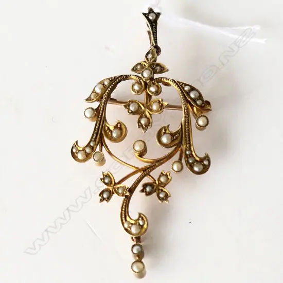 EDWARDIAN 9CT GOLD & PEARL PENDANT/BROOCH