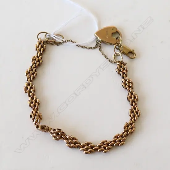 9ct ROSE GOLD GATE STYLE BRACELET 10.62gm
