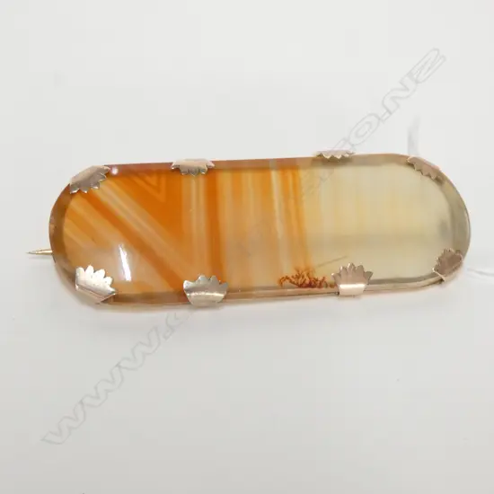 9CT BANDED AGATE BROOCH 