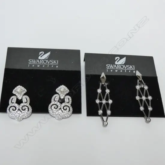 TWO PAIRS SWAROVSKI CRYSTAL EARRINGS