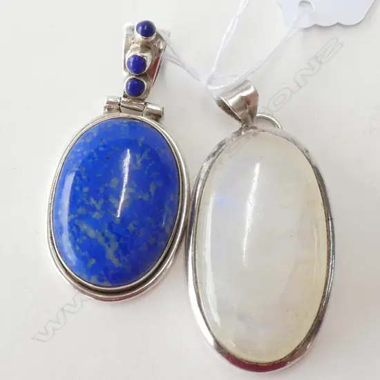 2 SILVER MOUNTED PEDANTS LAPIS + ONE QUARTZ STYLE