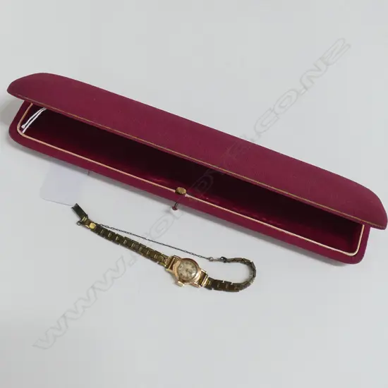 SULLY 18CT GOLD WRISTWATCH WITH PLATED STRAP  (11gm INCLUDING MOVEMENT AND STRAP) NOT WORKING