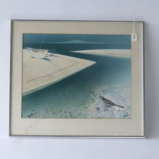 JOHN CLIFFORD (b.1932) ACRYLIC ON PAPER, 'OMAHA BEACHCOMBER' SIGNED, TITLED VERSO. 350 x 455mm (IMAGE)