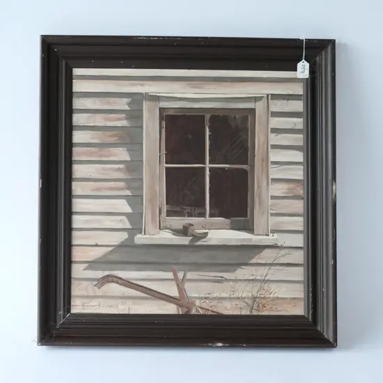 WAYNE SINCLAIR OIL ON BOARD, 'REMAINS', SIGNED. 625 x 600mm FRAME