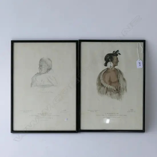 2 1965 BETHUNE LITHO's AFTER HEAPHY MAORI PORTRAITS