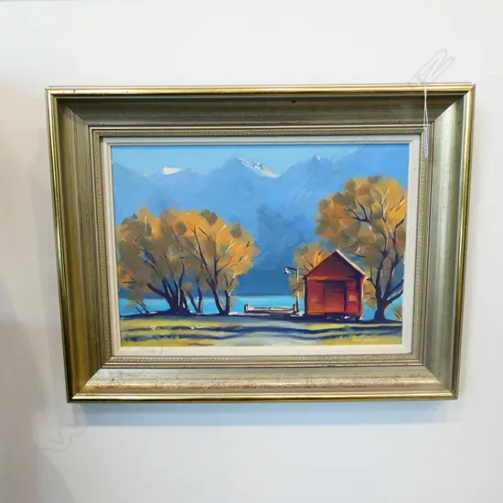 GARY BENNETT ACRYLIC PAINTING THE BOATRAMP-GLENORCHY