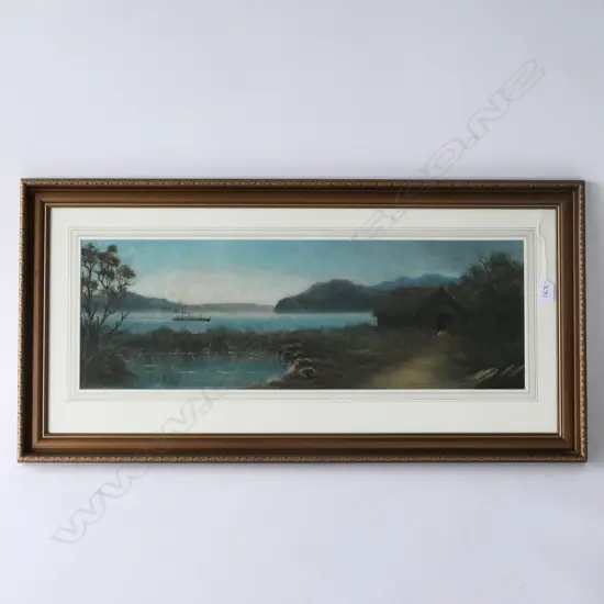 JOHN DOUGLAS PERRETT PASTEL lake scene signed