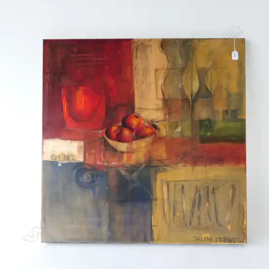 DELENE MEIRINGH ABSTRACT OIL ON CANVAS 800MM SQ