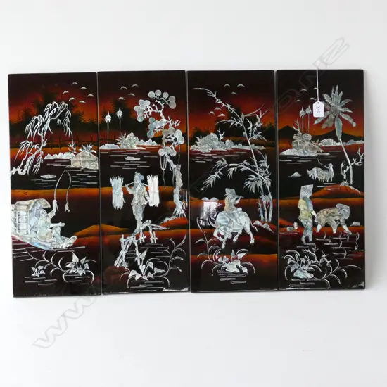 4 LACQUER AND MOP PANELS 495 X 195MM