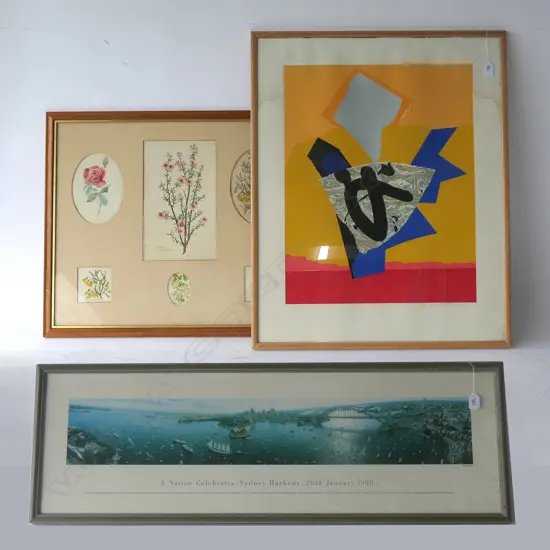 3 PRINTS; HEACH-JONES NO. 43/150 610 X 750MM, NZ FLOWERS, SYDNEY HARBOUR 1988 