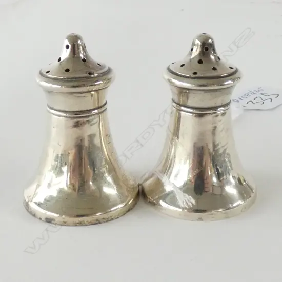 2 STG SILVER CONDIMENT POTS
