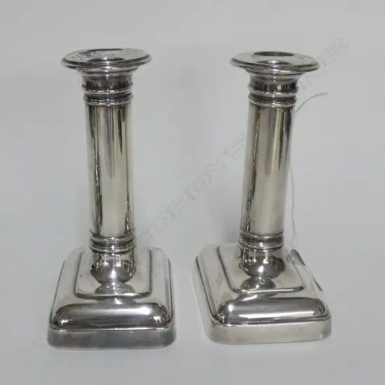 PR SILVER PLATE PLAIN ANTIQUE COLUMN CANDLESTCICKS H,140mm