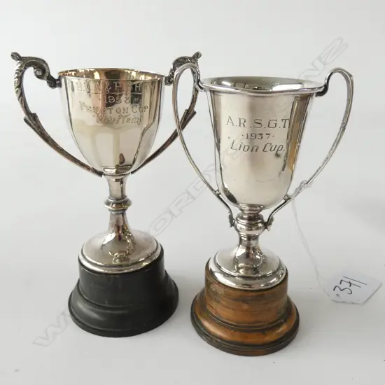 TWO SMALL TROPHY CUPS, 1 SILVER