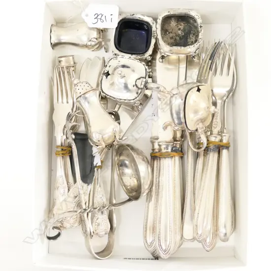 SILVER PLATE TONGS LADLE 2 FISH SETS & CONDIMENTS