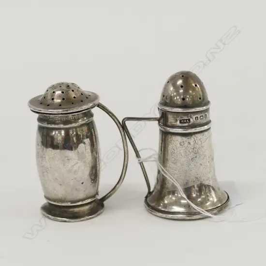 2X EDW SILVER PEPPERETTES AS TANKARDS 