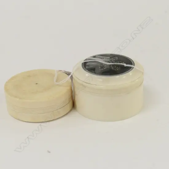 2X ANTIQUE LIDDED IVORY BOXES 
