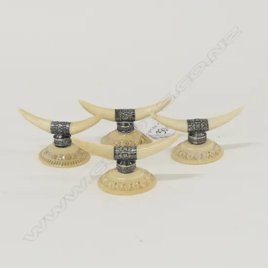 SET 4 IVORY AND SILVER KNIFE REST SHEFFIELD HM