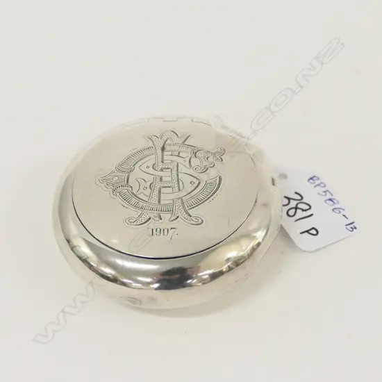 S. SILVER TOBACCO BOX ROUND 