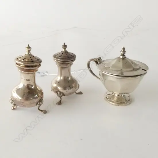 3 STG SILVER CONDIMENTS TOTAL WEIGHT 152 GRAMS 