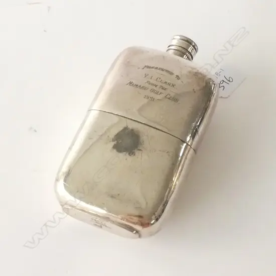LARGE SILVER PLATE HIP FLASK
