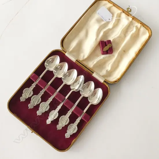 6 BOXED S/SILVER TEASPOONS "GEORGE 1937"