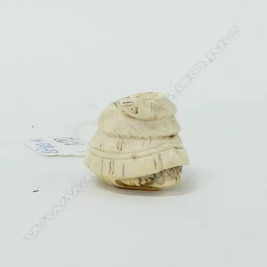 JAPANESE CARVED IVORYNETSUKE COILED COBRA 