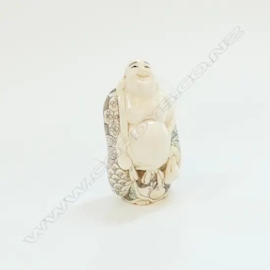JAPANESE CARVED IVORY HOTEI NETSUKE