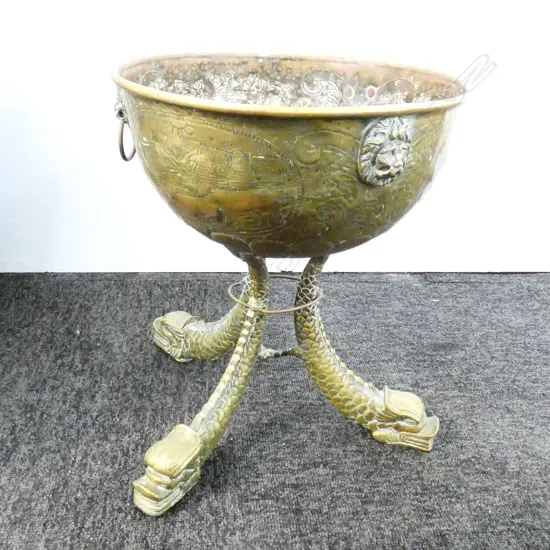 VINTAGE BRASS PUNCH BOWL H. 365MM