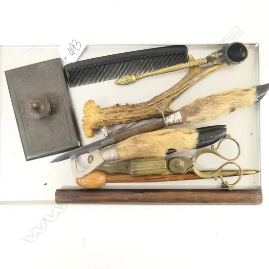 GENTLEMENS DESK ACCESSORIES; BLOTTER, KNIFE ETC
