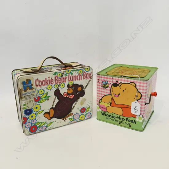 2 VINTAGE TINPLATE BOXES; 'WINNIE-THE-POOH...